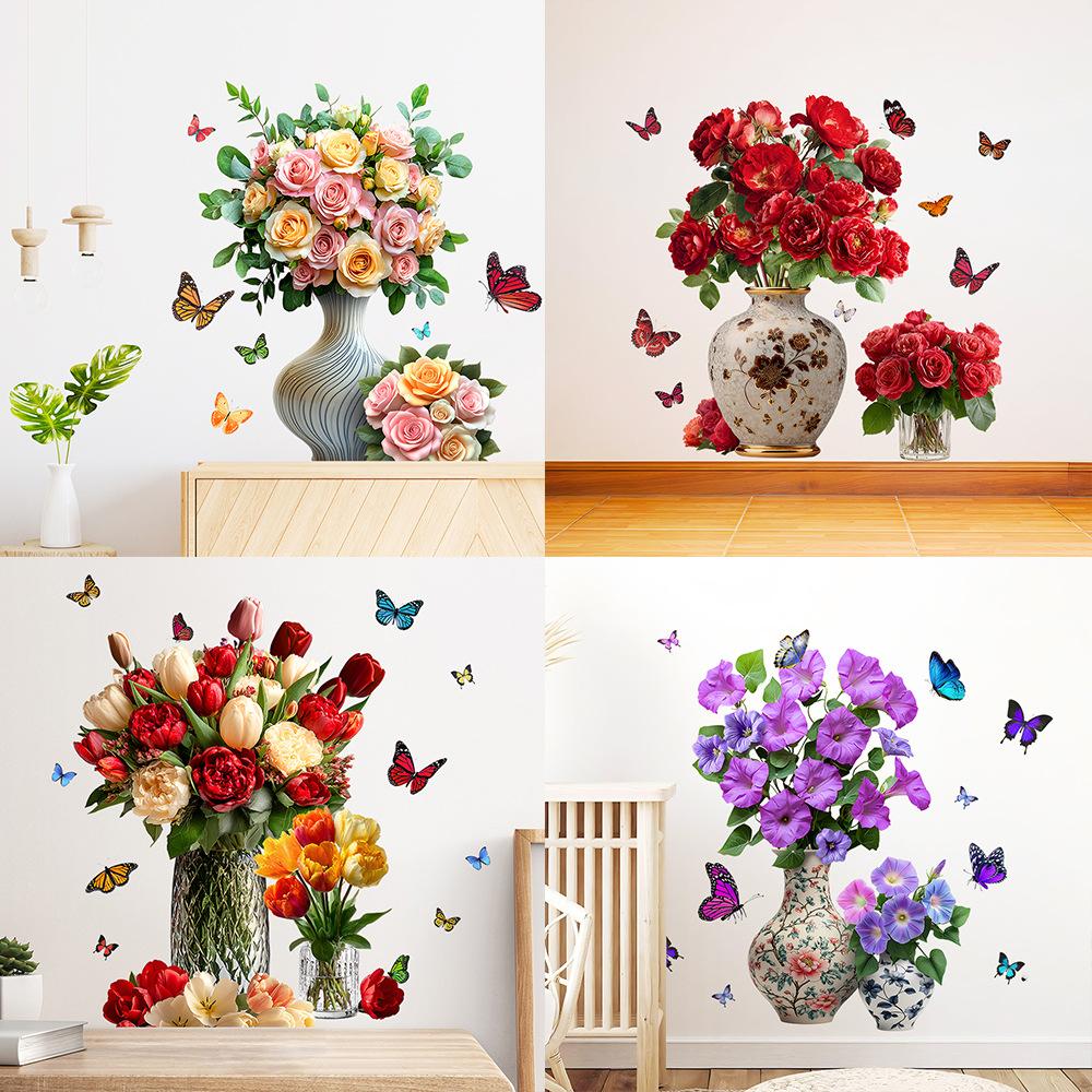 3D Simulation Vase Bedroom Room Wall Stickers Decal Home Living Room Decoration