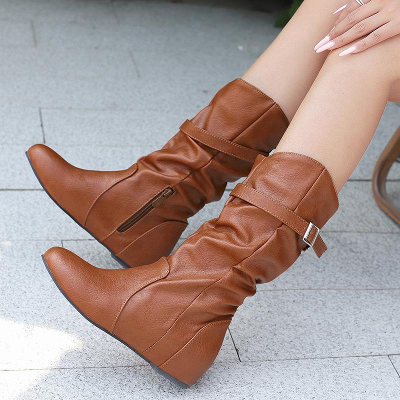 Inner Water Platform Wedge Casual Boots British Short Boots Chelsea Fashion Boots 40-50 Large Size Boots