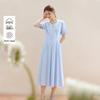 INMAN French Embroidery Linen Blend V-Neck A-Line Dress