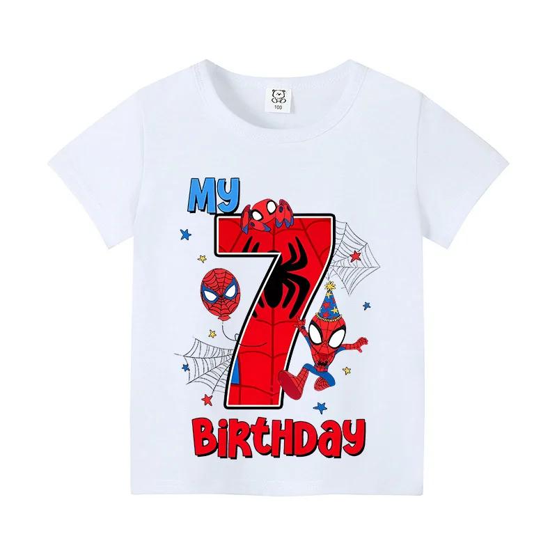 Spider-Man Kinder Digitales T-Shirt Geburtstag Anime Kurzarm-T-Shirt Kinder Baumwoll-Oberteil Cartoon Sommer Vorschulkleidung