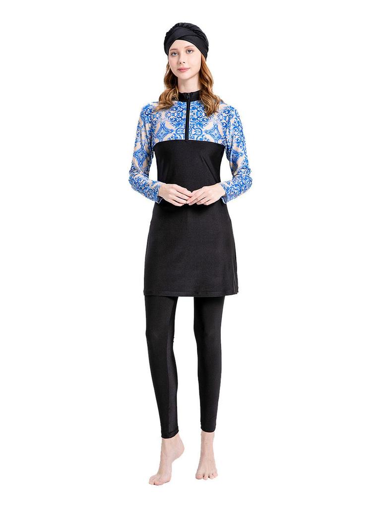 2024 Frühling Damen Dreiteiliges Bedrucktes Badebekleidungsset: Sonnenschutzmittel, Konservativ L076