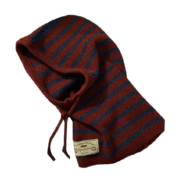 

Versatiles Stripe Balaclava Hat Soft Comfortable Hat Exquisites Personality Hat for Stylish Women s Headdress червоний