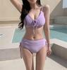 2024 Solid Color Sexy Push-Up Bikini - Lace-Up Multicolor Swimsuit