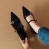 New Pointed-toe Shoes, Stylish and Elegant, One-button Single Shoes for Women with Flat Bottoms