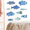 10 stk Træfisk Nautisk Vægdekoration Rustik Hængende Stranddekoration Hav Kysttema Vintage Blå Fiskeskulptur til Stue Badeværelse Køkken