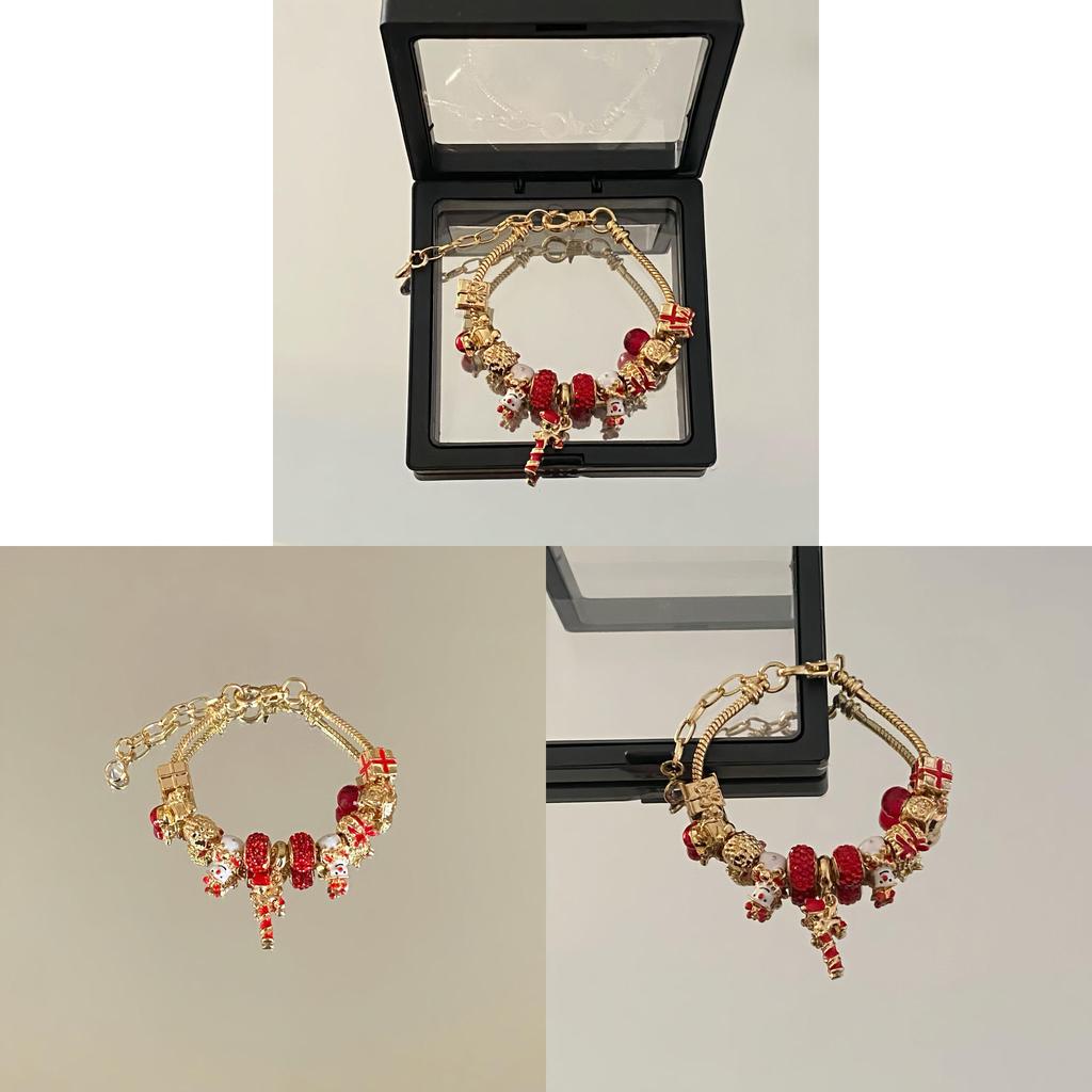 Christmas Beaded Bracelet For Women With Festive Charms Holiday Jewelry Gift
