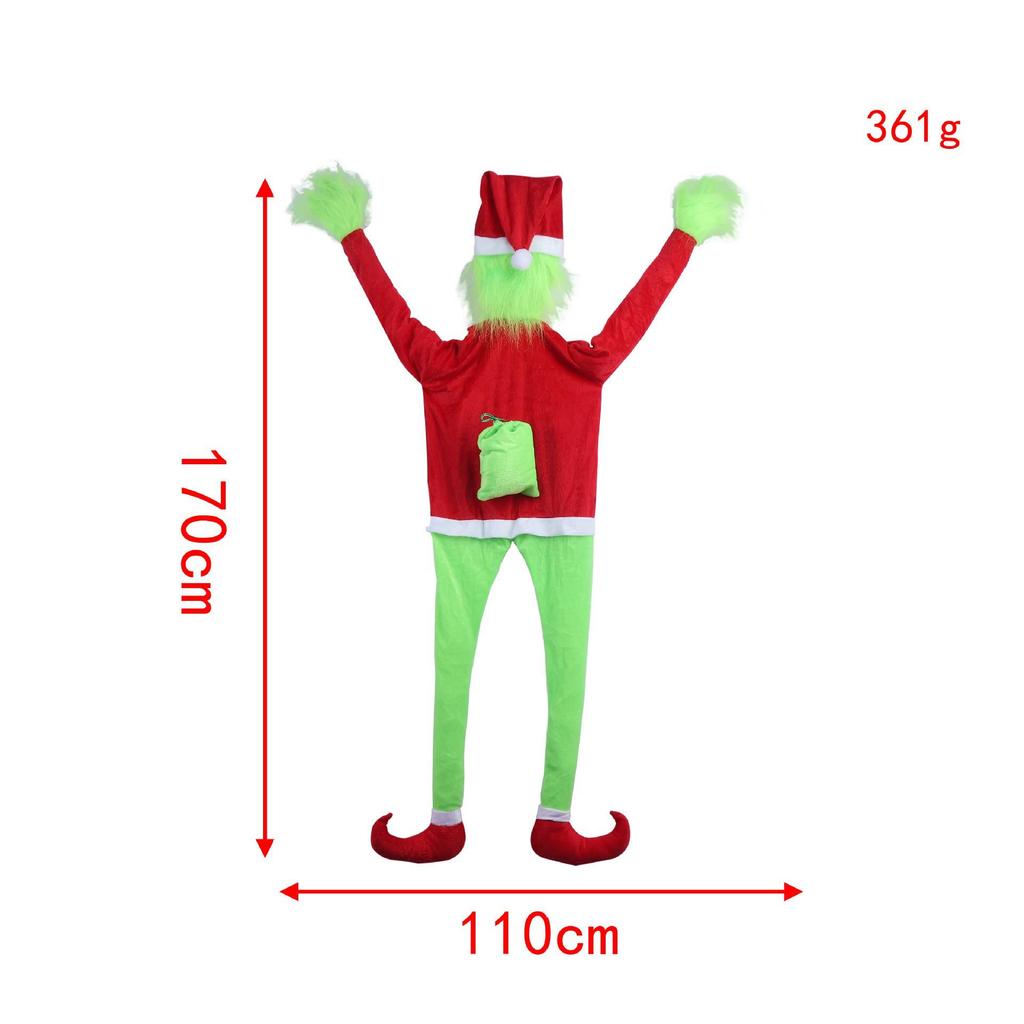Grinch Santa Climbing Wall Christmas Ornament In Flannel