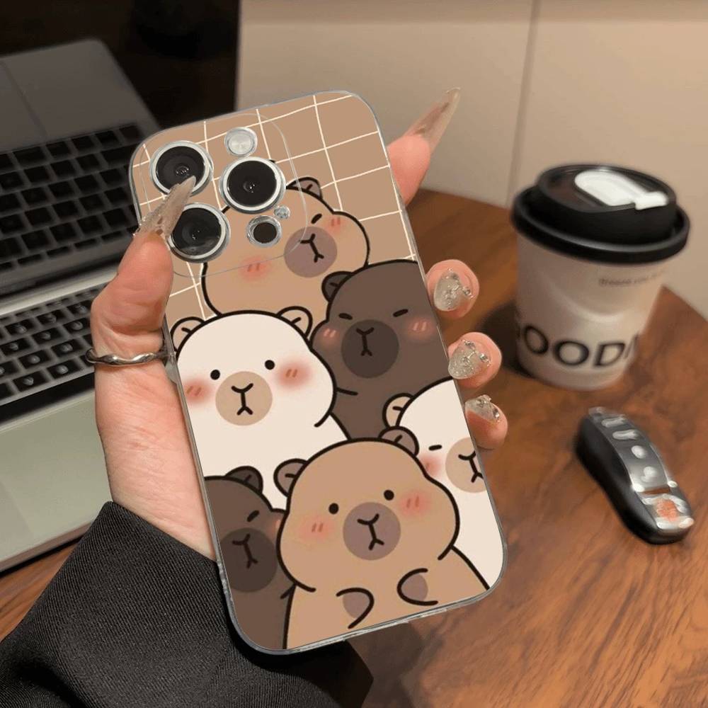 Cartoon Capybara Transparent Soft Phone Case For IPhone 15 12 14 16 17 13 Plus 11 Pro Max 13 Pro