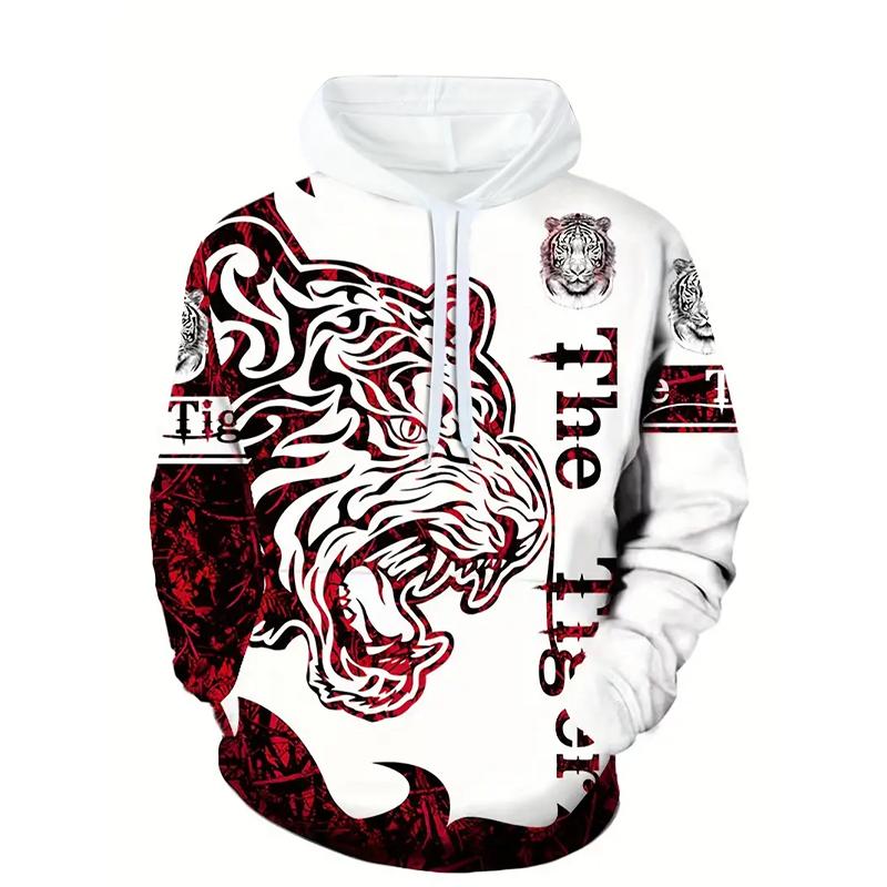 Men's Hooded Sweatshirt Lion & "The King" Print Hoodies for Men