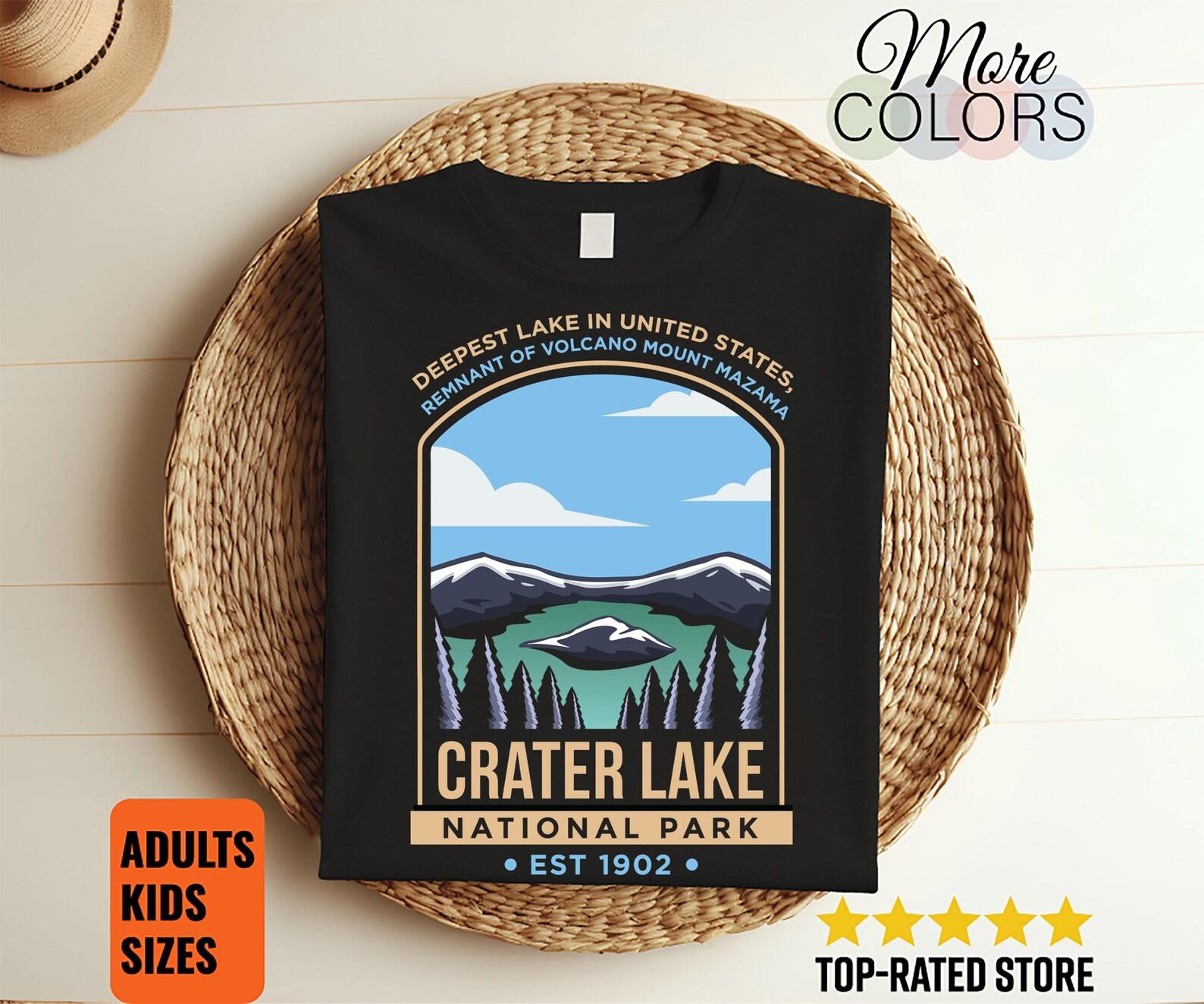 Crater Lake National Park US Vintage T-Shirt, USA Oregon Parks Lover Gifts, Adventure Outdoors, Camping Hiking, U.S Backcountry Travel, 140