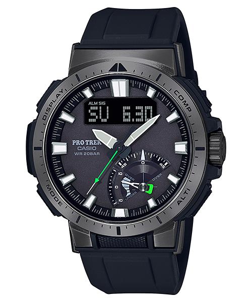 

Чоловічий кварцовий годинник Casio з нержавіючої сталі, водозахист 200M, цифровий, з будильником PRW-70Y-1 чорний