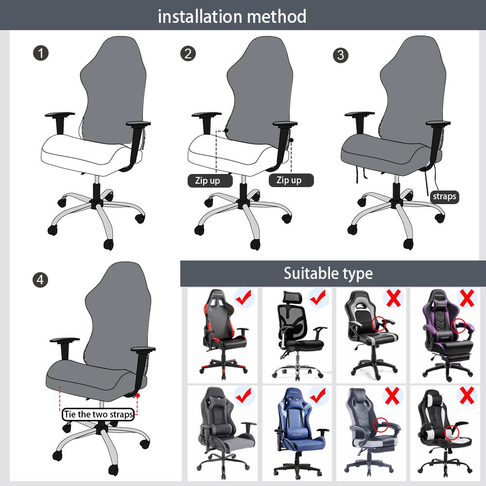 4pcs/set Jacquard Gaming Chair Cover Universal Elastic Office Computer Chair Cover Racing Game Chair Cover with Armrest Cover