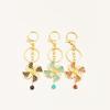 Rhinestone Windmill Key Ring with Plush Pom-Pom Pendant