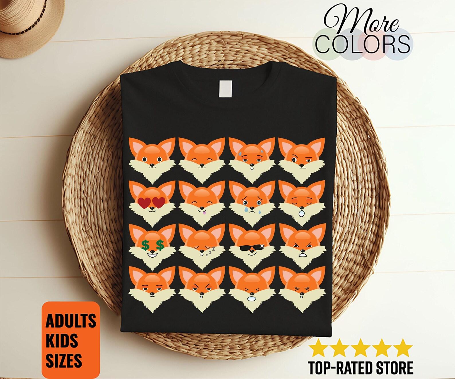 Foxes Faces Emoji Fox Face Cute Funny T-Shirt, Red Foxes Lovers, Adorable Birthday Present, Christmas Gift, Adult, Youth, Kids, Unisex Tees 100