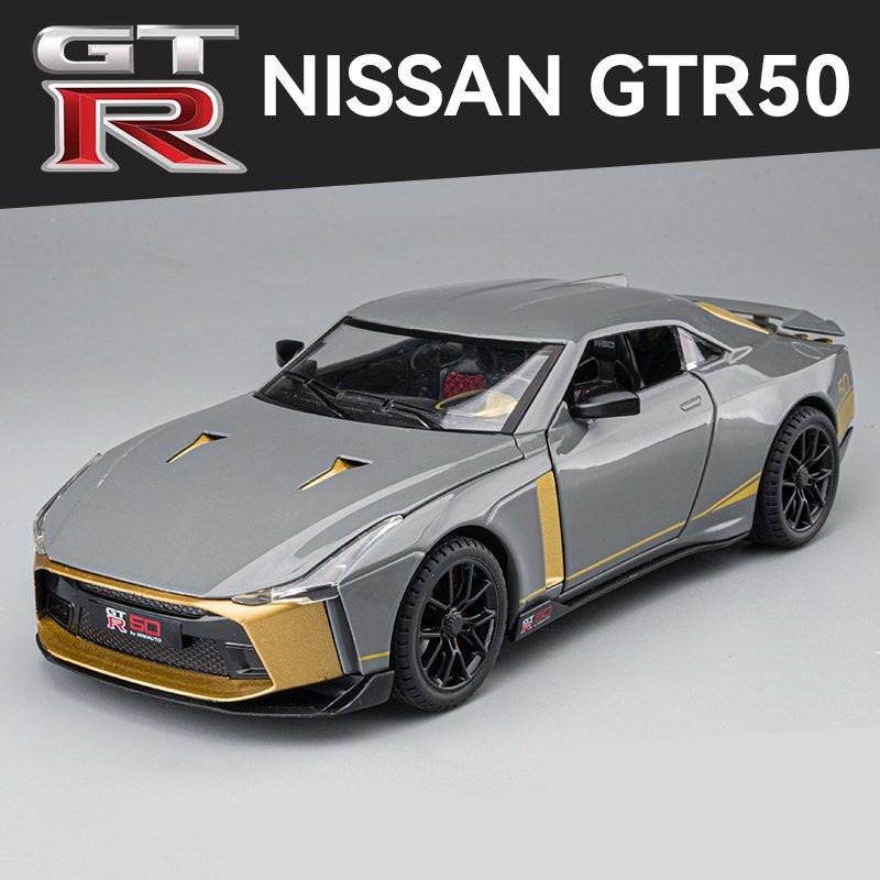 1/24 Niaasn GTR 50 Alloy Sports Car Model Diecasts Metal Toy Race Car Model Sound and Light Simulation Collection Childrens Gift