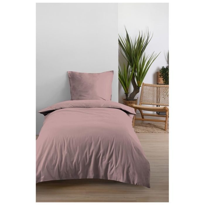 Housse de couette en coton 140 x 200 cm uni Edenne rose
