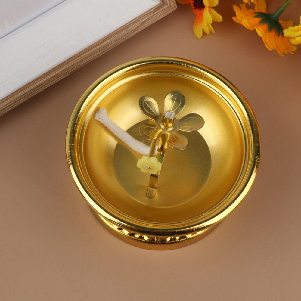Exquisite Butter Lamp Holder Adjustable Oil Dish Ornaments Zinc Zinc Alloy Oil Lamp  Buddha Hall