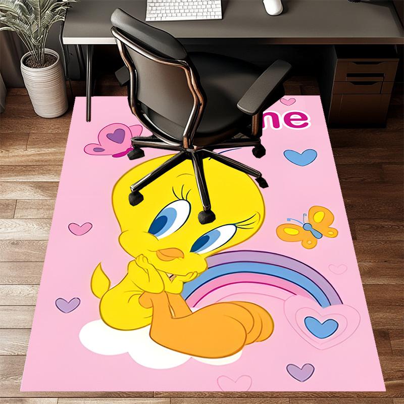 Custom Tweety Mat Personalized Name, Polyester Washable Indoor Entryway Rug, Gift for Christmas, Easter, Thanksgiving Day