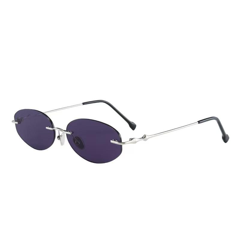 

Korean Style Sunglasses Men Oval Shape Rimless Anti-glare Sun Glasses Women Hiking Travelling Sunglasses for Men