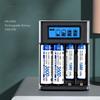 4-Schacht-Akkuladegerät AA LR03 Batterieladegerät für NiMH-Akkus mit LCD-Anzeige Intelligente Akkuladung