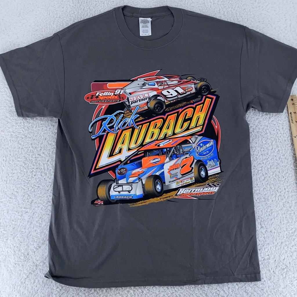 2015 Rick Laubach American Racer Cup Shirt Mens Large Gray Champion Racing Tee