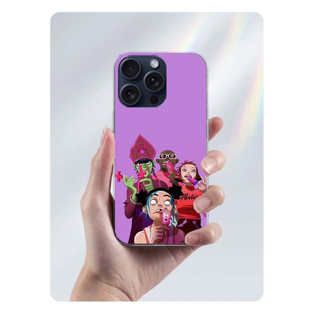 Gorillaz Anime Clear Phone Case For Iphone 17 Air 16 Pro Max 15 Pro 14 Plus 17E 16E 11 13 12 Mini Cover Cases Fundas Cell TPU Ca