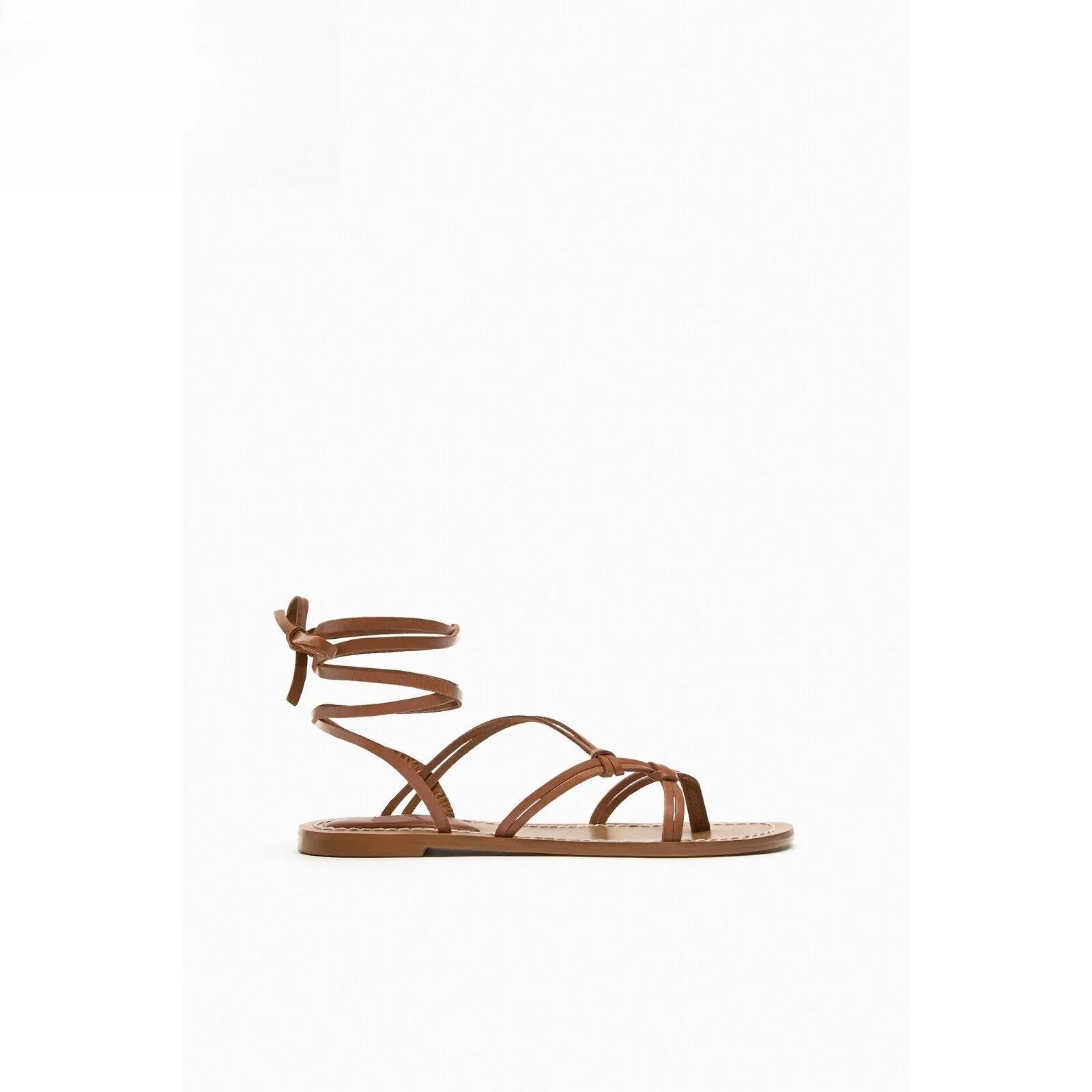 

Новая женская обувь, модные римские пляжные сандалии на плоской подошве с универсальными ремешками, обувь для женщин, Zapatillas De Mujer 35