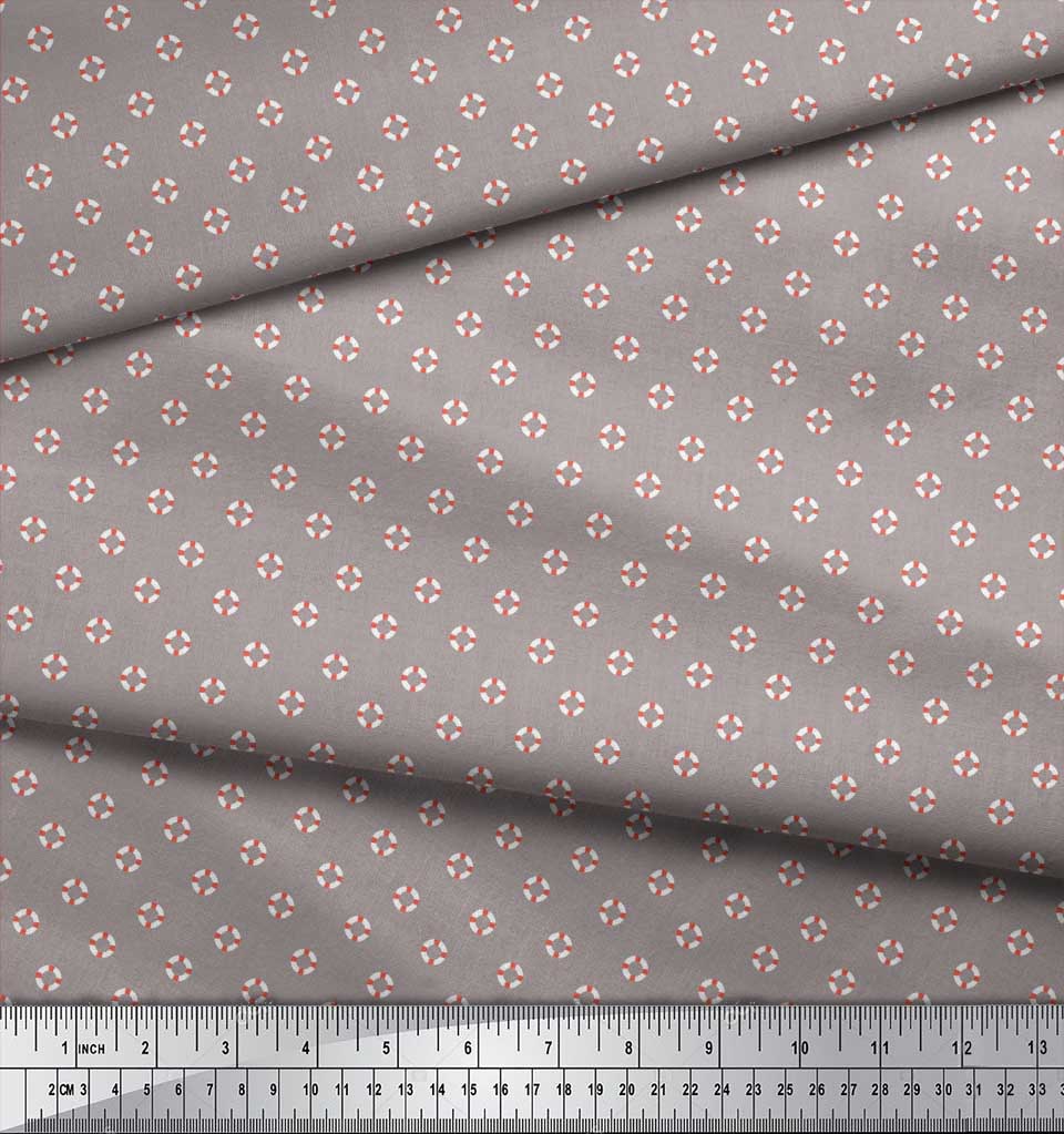 Soimoi Japan Crepe Satin Fabric Swimming Ring Small Printed Craft Fabric by the metre 42 Inch