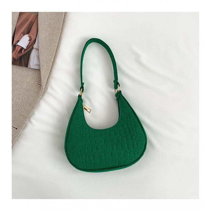 Solid color fashion women's bag trend autumn new stone pattern armpit bag casual shoulder handbag