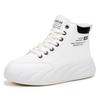 Women's White Chunky-Sole Sneakers High-Top Fleece-Lined Slip-Resistant All-Weather Warm Boots Durable Casual Style