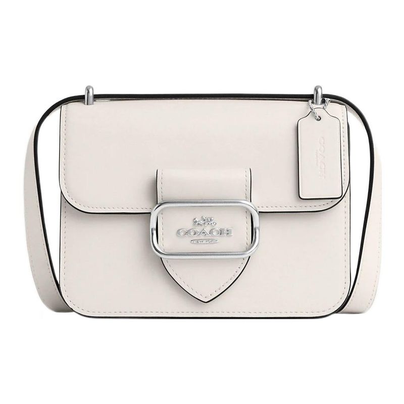 Coach 18 Solid Color Logo Flap Snap Multifunctional Pocket Leather Square Shoulder Crossbody Bag Women bags Glacier-White CL416-SVHA
