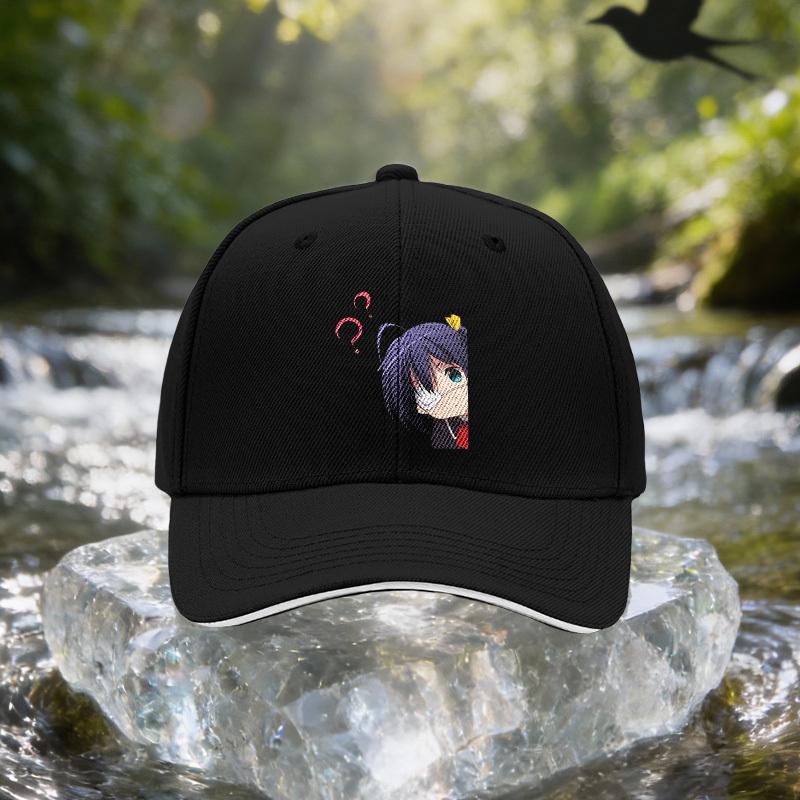 1pcs White Anime Baseball Cap with Eye Mask - Adjustable Unisex Suitable for Travel, Parties, Birthdays, Lightweight Outdoor Sun