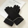 Women Winter Keep Warm Touch Screen Button Decoration Outdoor Fashion Gloves Add Velvet Drive Windproof Elegant Soft