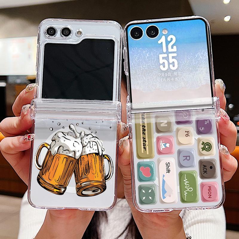 Hinged Magnetic Phone Case For Samsung Z FlIP 7 FE 6 5 Colorful Buttons Blocks Print Folding Phone Cover For Galaxy Z Flip7 Flip6