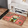 Lucky Maneki Neko Flannel Doormat, Japanese Style Non-Slip Mat, Machine Washable Decor for Home Office Entrance