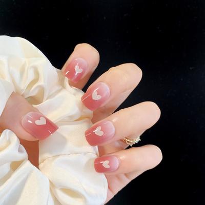 Nude Transparent Peach Powder Wearing Nail Finished Fake Nail Nail Nail Patch Nail Patch Removable Nail Soft Nail