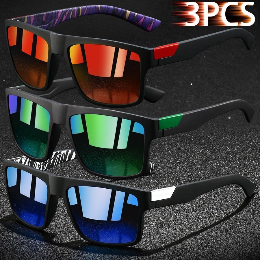3 PCS Fashion Vintage Square Sunglasses Men Fishing Driving Man Luxury Brand Designer Sun Glasses Anti-Glare Retro Eyewear UV400