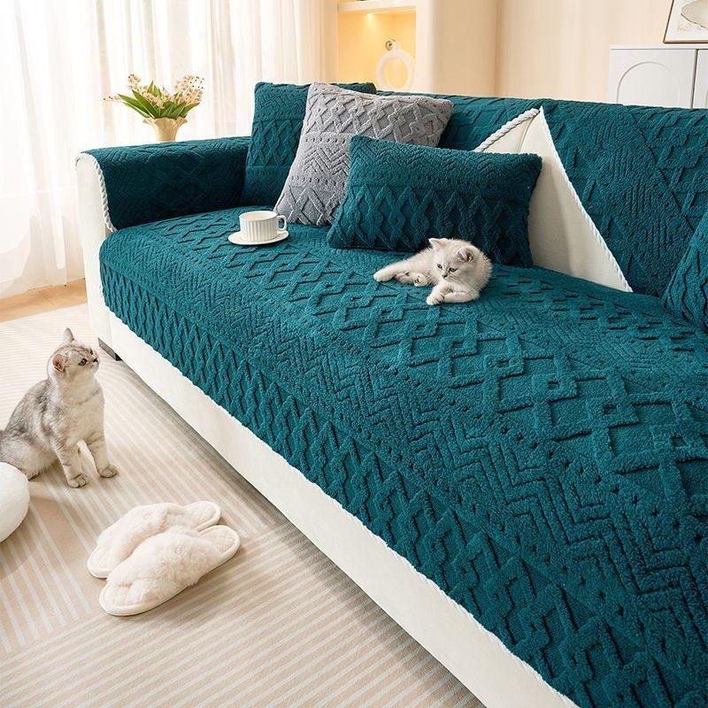 Shu Cotton Lint Sofa Cushion New Autumn And Winter Thickened Plush Light Luxury Sofa Seat Cushion Non-Slip Cover Towel