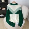 YYFS Damen Mode Lässig Herbst Winter Farbblock Print Langarm O-Ausschnitt Oberteile Damenbekleidung Wollstrickwaren Pullover