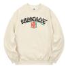 KAN6312 Kmc 0160 Lettering Khan Two-Cut Fleece-Lined Sweatshirt Cream