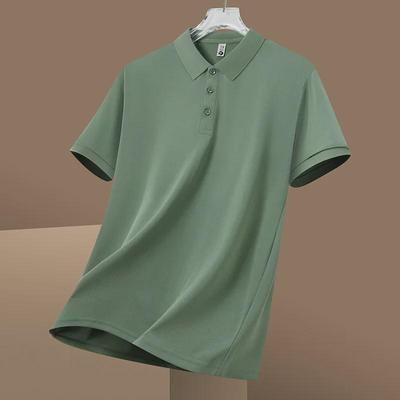 2024 Herr sommar isilke pikétröja – Casual lätt lyx, kortärmad, enfärgad, lättviktig krage sport-t-shirt