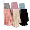 Trendy Knitting Warm Gloves Thicken Touch Screen Mittens Elastic Solid Color All Finger Gloves For Women Girls