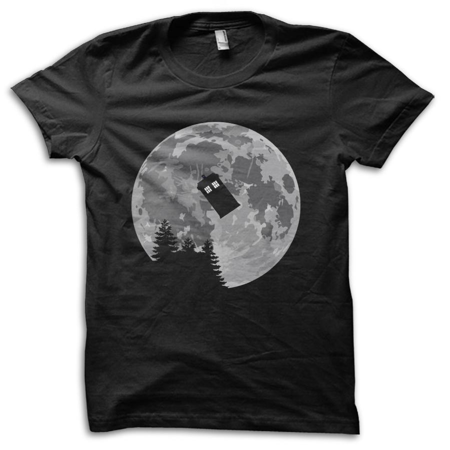 Tardis Moon Silhouette Sci-Fi Movie T-Shirt M5746 M