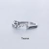 Minimalist Inlaid Cubic Zircon 12 Constellation Rings For Women Zodiac Sign Adjustable Finger Ring Simple Silver Color Jewelry