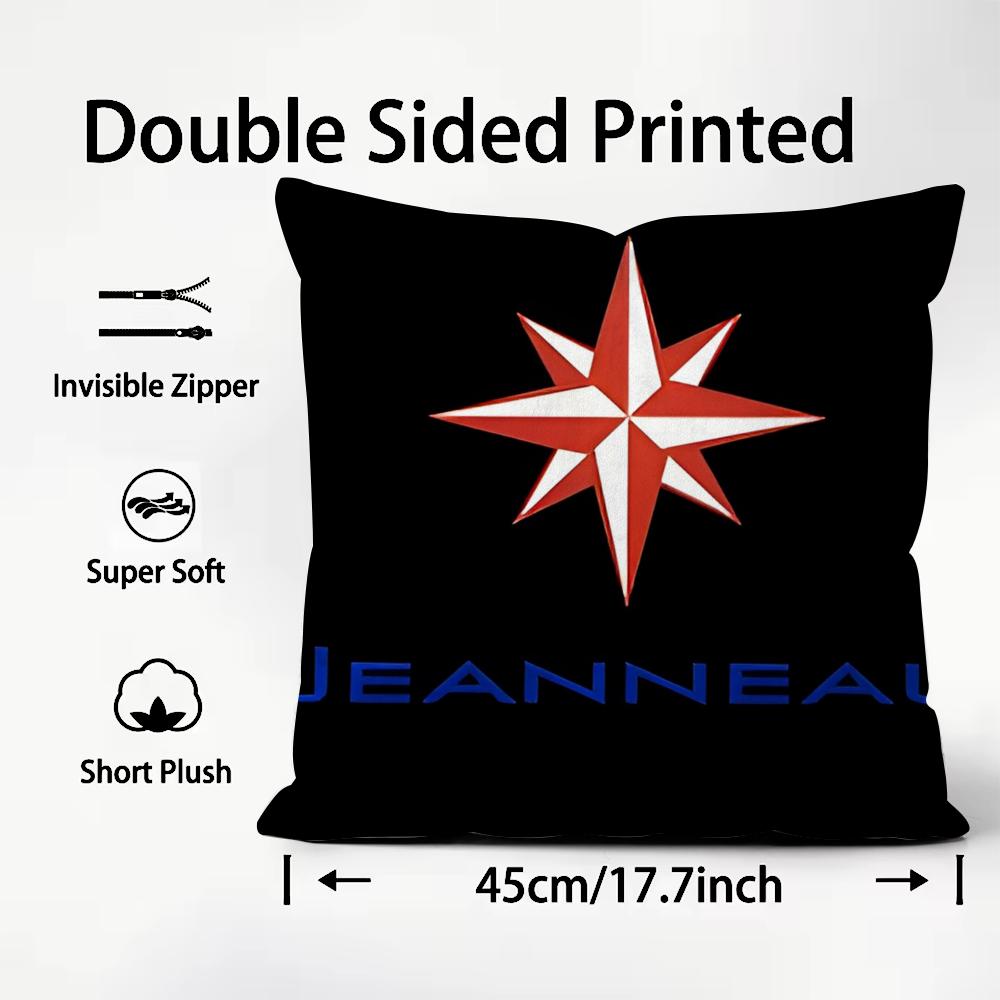 J-JEANNEAU logo Cushion Cover Pattern Printed Pillowcase for Living Room Sofa Cushion Cover & Bedroom Decor
