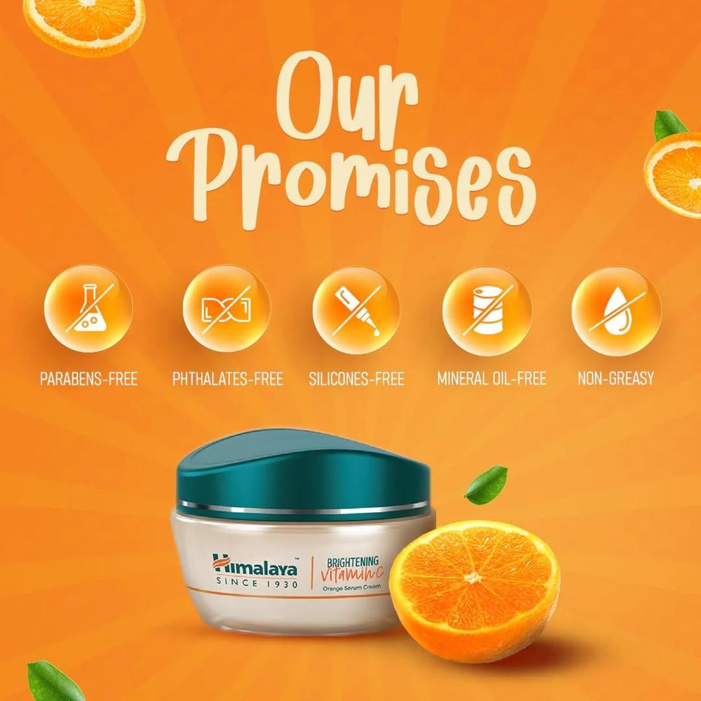 Himalaya Rozjasňujúci vitamín C pomarančový krémové sérum 50g Pre žiarivý rovnomerný tón pleti a hĺbkovú hydratáciu Pleťový hydratačný krém