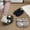 Autumn Winter Short Plush Women Mary Jane Shoes Comfort Round Toe Soft Sole Shoes Outdoor Warm Cotton Flats Shoes
