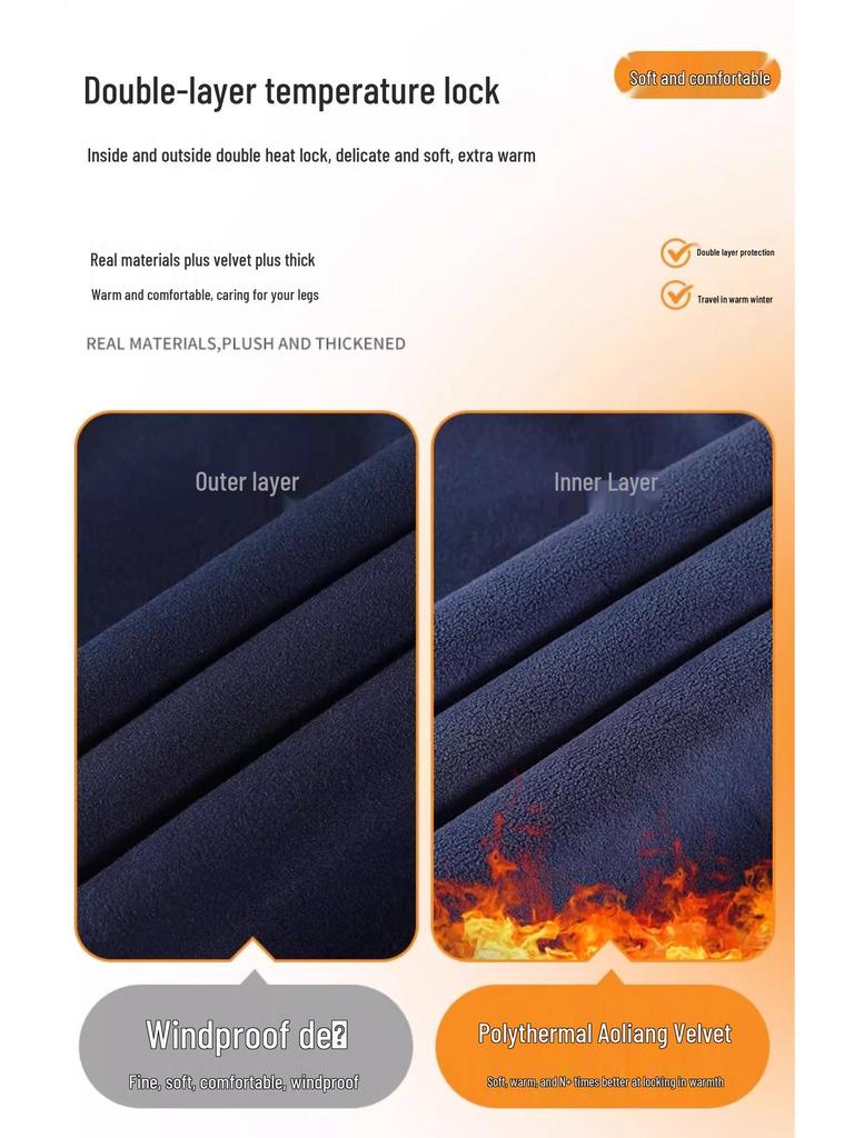 Women's Dark Blue Fleece-Lined Windproof Harem Sweatpants - Loose, Cuffed, Thick, and Warm for Autumn and Winter