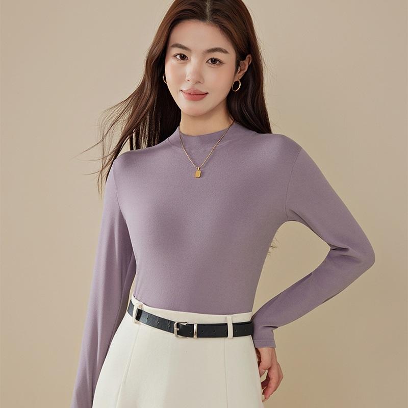 Women's Autumn And Winter Long Sleeved T Shirt With Added Velvet Base