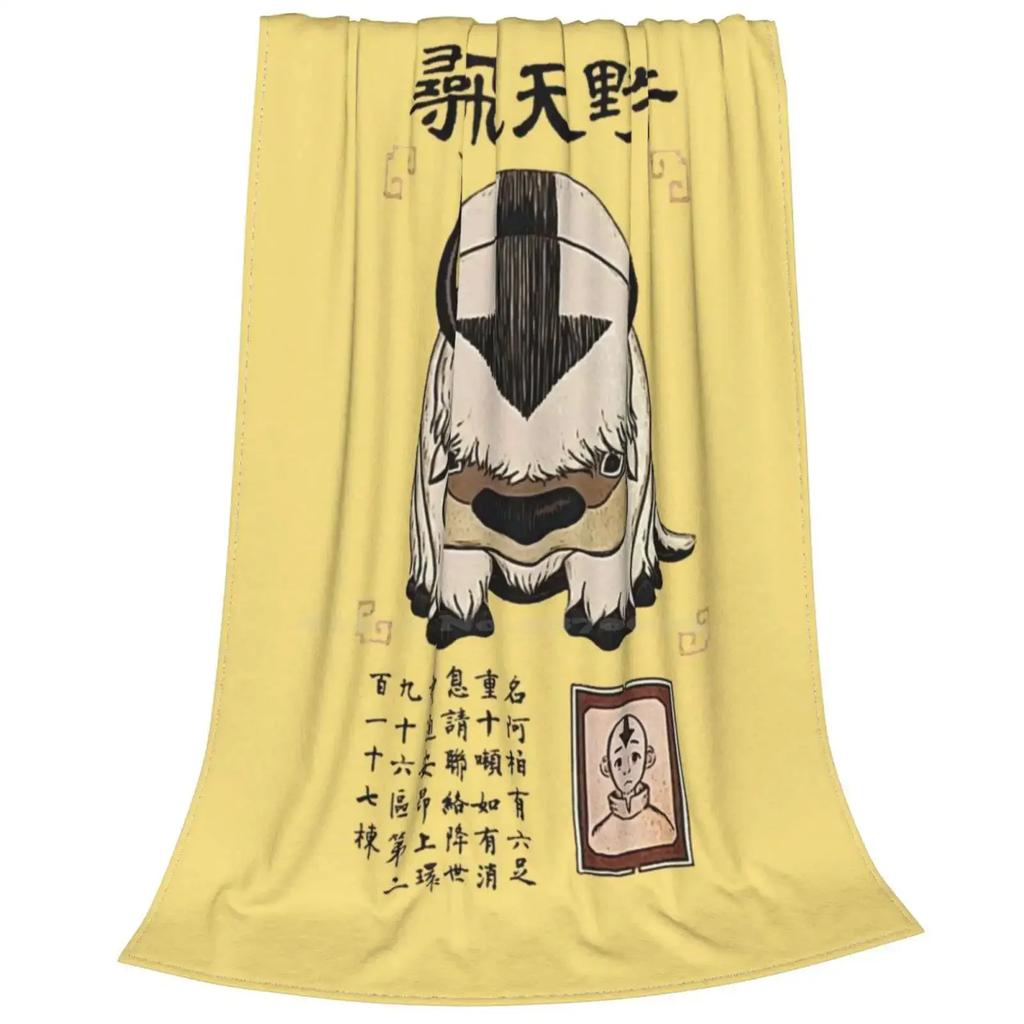 Appa Soft Warm Throw Blanket Appa The Legend Of Aang Katara Zuko Sokka Flying Bison Team Sky Air Elements Fire Water Earth